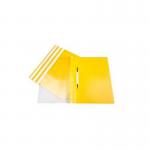 The picture shows a stack of 25 yellow A4 polypropylene report files with the label ValueX Report Files, with the product code 400198060 and 33489PF. The files have a sleek and professional design, perfect for organizing important documents and reports.