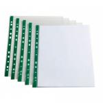 ValueX Punched Pocket A4 Glass Clear 60 micron Green Reinforcing Strip (Pack 100) - 8020614 33524PF