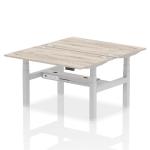 Dynamic Air Back-to-Back W1400 x D800mm Height Adjustable Sit Stand 2 Person Bench Desk With Cable Ports Grey Oak Finish Silver Frame - HA01976 33606DY