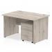 Dynamic Impulse 1200 x 800mm Straight Desk Grey Oak Top Panel End Leg with 3 Drawer Mobile Pedestal Bundle I003149 33716DY