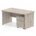 Dynamic Impulse 1400 x 800mm Straight Desk Grey Oak Top Panel End Leg with 3 Drawer Mobile Pedestal Bundle I003167 33758DY