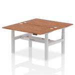 Dynamic Air Back-to-Back W1400 x D800mm Height Adjustable Sit Stand 2 Person Bench Desk With Cable Ports Walnut Finish Silver Frame - HA02012 33858DY