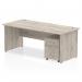 Dynamic Impulse 1800mm x 800mm Straight Desk Grey Oak Top Panel End Leg with 3 Drawer Mobile Pedestal I003215 34010DY