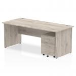 Dynamic Impulse 1800mm x 800mm Straight Desk Grey Oak Top Panel End Leg with 2 Drawer Mobile Pedestal I003216 34017DY