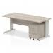 Dynamic Impulse 1800mm x 800mm Straight Desk Grey Oak Top Silver Cable Managed Leg with 2 Drawer Mobile Pedestal I003218 34031DY