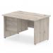 Dynamic Impulse 1200 x 800mm Straight Desk Grey Oak Top Panel End Leg with 1 x 2 Drawer Fixed Pedestal I003426 34038DY