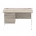 Dynamic Impulse 1200 x 800mm Straight Desk Grey Oak Top White Cantilever Leg with 1 x 2 Drawer Fixed Pedestal I003446 34094DY