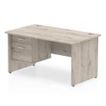 Dynamic Impulse 1400 x 800mm Straight Desk Grey Oak Top Panel End Leg with 1 x 2 Drawer Fixed Pedestal I003451 34108DY