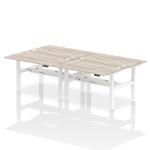 Dynamic Air Back-to-Back W1400 x D800mm Height Adjustable Sit Stand 4 Person Bench Desk With Cable Ports Grey Oak Finish White Frame - HA02050 34124DY