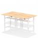 Dynamic Air Back-to-Back W1400 x D800mm Height Adjustable Sit Stand 4 Person Bench Desk With Cable Ports Maple Finish White Frame - HA02062 34208DY