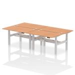 Dynamic Air Back-to-Back W1400 x D800mm Height Adjustable Sit Stand 4 Person Bench Desk With Cable Ports Oak Finish Silver Frame - HA02072 34278DY