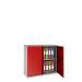 Phoenix SCL Series 2 Door 1 Shelf Steel Storage Cupboard Grey Body Red Doors with Key Lock SCL0891GRK 