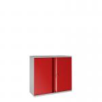 Phoenix SCL Series 2 Door 1 Shelf Steel Storage Cupboard Grey Body Red Doors with Key Lock SCL0891GRK 34360PH