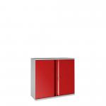 Phoenix SCL Series 2 Door 1 Shelf Steel Storage Cupboard Grey Body Red Doors with Key Lock SCL0891GRK 34360PH