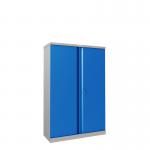 Phoenix SCL Series 2 Door 3 Shelf Steel Storage Cupboard Grey Body Blue Doors with Key Lock SCL1491GBK 34374PH