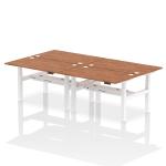 Dynamic Air Back-to-Back W1400 x D800mm Height Adjustable Sit Stand 4 Person Bench Desk With Cable Ports Walnut Finish White Frame - HA02086 34376DY