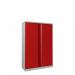 Phoenix SCL Series 2 Door 3 Shelf Steel Storage Cupboard Grey Body Red Doors with Key Lock SCL1491GRK 