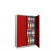 Phoenix SCL Series 2 Door 3 Shelf Steel Storage Cupboard Grey Body Red Doors with Key Lock SCL1491GRK 