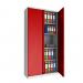 Phoenix SCL Series 2 Door 4 Shelf Steel Storage Cupboard Grey Body Red Doors with Key Lock SCL1891GRK 