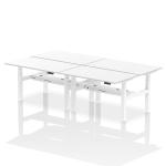 Dynamic Air Back-to-Back W1400 x D800mm Height Adjustable Sit Stand 4 Person Bench Desk With Cable Ports White Finish White Frame - HA02098 34460DY