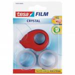 Tesafilm Crystal Mini Dispenser Red with 2 Rolls of Tape 19mmx10m 34651TE