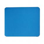 The photograph features a Fellowes mouse pad in blue, with a smooth texture and economic design. The pad is clearly labeled with the Fellowes brand name and product details. The color is a vibrant shade of blue, making it stand out on any desk. The pad appears to be sturdy and well-made, perfect for daily use.