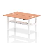 Dynamic Air Back-to-Back W1600 x D600mm Height Adjustable Sit Stand 2 Person Bench Desk With Cable Ports Beech Finish White Frame - HA02182 35048DY