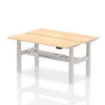 Dynamic Air Back-to-Back W1600 x D600mm Height Adjustable Sit Stand 2 Person Bench Desk With Cable Ports Maple Finish Silver Frame - HA02192 35118DY