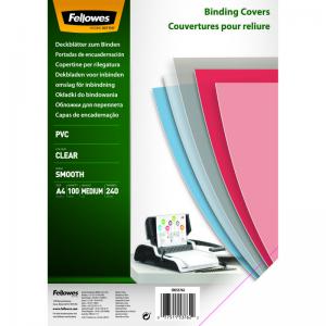 Fellowes Binding Cover PVC A4 240 Micron Clear Pack 100 53762 35382FE