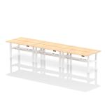 Dynamic Air Back-to-Back W1600 x D600mm Height Adjustable Sit Stand 6 Person Bench Desk With Cable Ports Maple Finish White Frame - HA02266 35636DY
