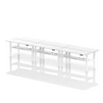 Dynamic Air Back-to-Back W1600 x D600mm Height Adjustable Sit Stand 6 Person Bench Desk With Cable Ports White Finish White Frame - HA02284 35762DY