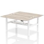 Dynamic Air Back-to-Back W1600 x D800mm Height Adjustable Sit Stand 2 Person Bench Desk With Cable Ports Grey Oak Finish White Frame - HA02302 35888DY