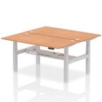 Dynamic Air Back-to-Back W1600 x D800mm Height Adjustable Sit Stand 2 Person Bench Desk With Cable Ports Oak Finish Silver Frame - HA02324 36042DY