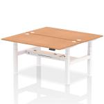 Dynamic Air Back-to-Back W1600 x D800mm Height Adjustable Sit Stand 2 Person Bench Desk With Cable Ports Oak Finish White Frame - HA02326 36056DY