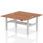 Dynamic Air Back-to-Back W1600 x D800mm Height Adjustable Sit Stand 2 Person Bench Desk With Cable Ports Walnut Finish Silver Frame - HA02336 36126DY