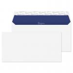 The image shows a pack of 50 DL envelopes made by Blake Pure, featuring a crisp white wove finish and a convenient peel and seal closure. Each envelope measures 110x220mm and is made of durable 120gsm paper. Ideal for professional use or personal correspondence.