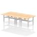 Dynamic Air Back-to-Back W1600 x D800mm Height Adjustable Sit Stand 4 Person Bench Desk With Cable Ports Maple Finish Silver Frame - HA02384 36462DY