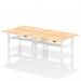 Dynamic Air Back-to-Back W1600 x D800mm Height Adjustable Sit Stand 4 Person Bench Desk With Cable Ports Maple Finish White Frame - HA02386 36476DY