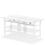 Dynamic Air Back-to-Back W1600 x D800mm Height Adjustable Sit Stand 4 Person Bench Desk With Cable Ports White Finish White Frame - HA02422 36728DY