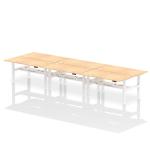 Dynamic Air Back-to-Back W1600 x D800mm Height Adjustable Sit Stand 6 Person Bench Desk With Cable Ports Maple Finish White Frame - HA02458 36980DY