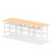 Dynamic Air Back-to-Back W1600 x D800mm Height Adjustable Sit Stand 6 Person Bench Desk With Cable Ports Maple Finish White Frame - HA02458 36980DY