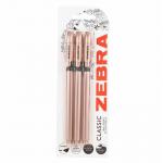 Zebra Z-Grip Smooth Ballpen 1.0mm Tip 0.6mm Line Width Rose Gold Barrel Black Ink (Pack 3) 2582 37108ZB
