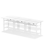 Dynamic Air Back-to-Back W1600 x D800mm Height Adjustable Sit Stand 6 Person Bench Desk With Cable Ports White Finish White Frame - HA02494 37232DY