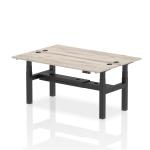 Dynamic Air Back-to-Back W1800 x D600mm Height Adjustable Sit Stand 2 Person Bench Desk With Cable Ports Grey Oak Finish Black Frame - HA02508 37330DY