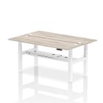 Dynamic Air Back-to-Back W1800 x D600mm Height Adjustable Sit Stand 2 Person Bench Desk With Cable Ports Grey Oak Finish White Frame - HA02512 37358DY
