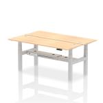 Dynamic Air Back-to-Back W1800 x D600mm Height Adjustable Sit Stand 2 Person Bench Desk With Cable Ports Maple Finish Silver Frame - HA02516 37386DY