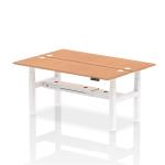 Dynamic Air Back-to-Back W1800 x D600mm Height Adjustable Sit Stand 2 Person Bench Desk With Cable Ports Oak Finish White Frame - HA02524 37442DY