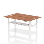Dynamic Air Back-to-Back W1800 x D600mm Height Adjustable Sit Stand 2 Person Bench Desk With Cable Ports Walnut Finish White Frame - HA02530 37484DY