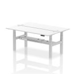 Dynamic Air Back-to-Back W1800 x D600mm Height Adjustable Sit Stand 2 Person Bench Desk With Cable Ports White Finish Silver Frame - HA02534 37512DY