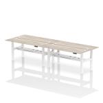 Dynamic Air Back-to-Back W1800 x D600mm Height Adjustable Sit Stand 4 Person Bench Desk With Cable Ports Grey Oak Finish White Frame - HA02548 37610DY